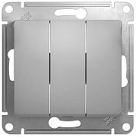 Выключатель без рамки Systeme Electric Glossa 3-кл. алюминий картинка